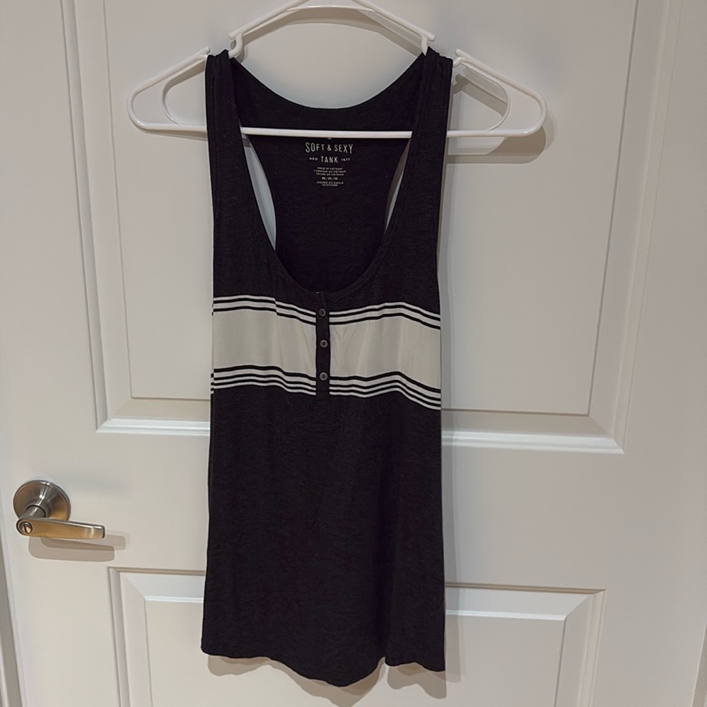 American eagle soft and sexy gray and white tank